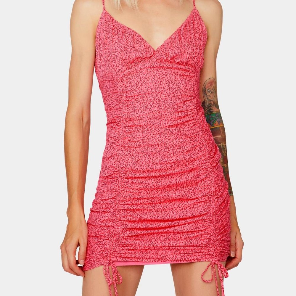 Dolls Kill Sugar Circling Mini Dress PINK, LARGE